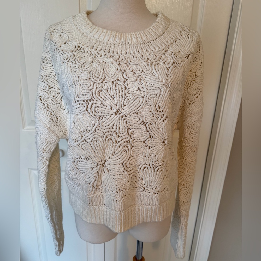Ronny Kobo Collection Textured Cream cropped Sweater